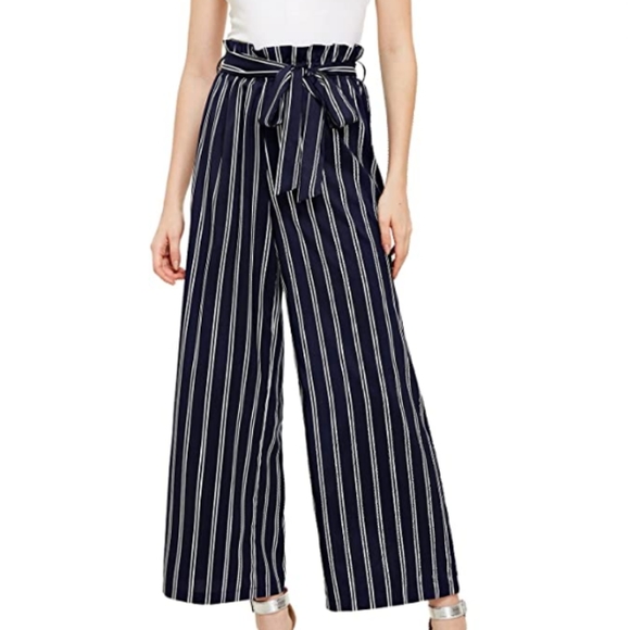 Pants - Striped Navy Palazzo Pants